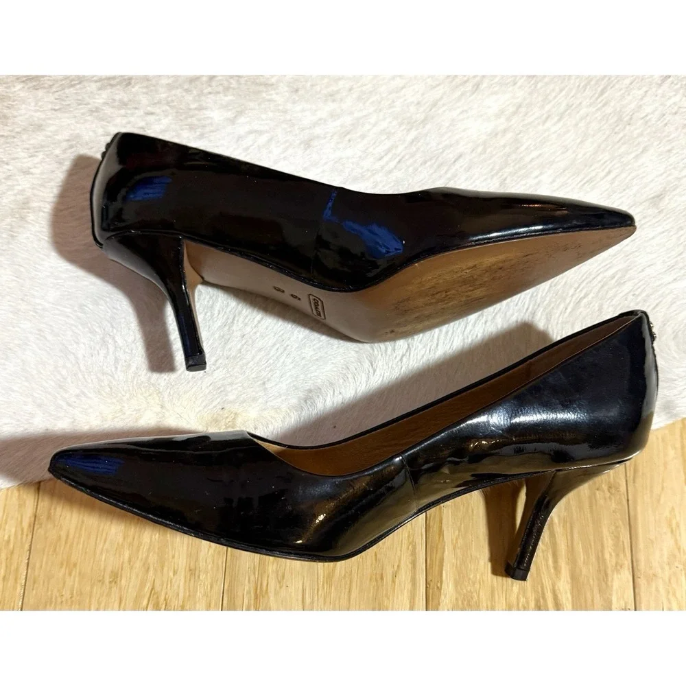 Coach‎ Womens High Heels Shoes Patent Leather Black Shinny Size 6B